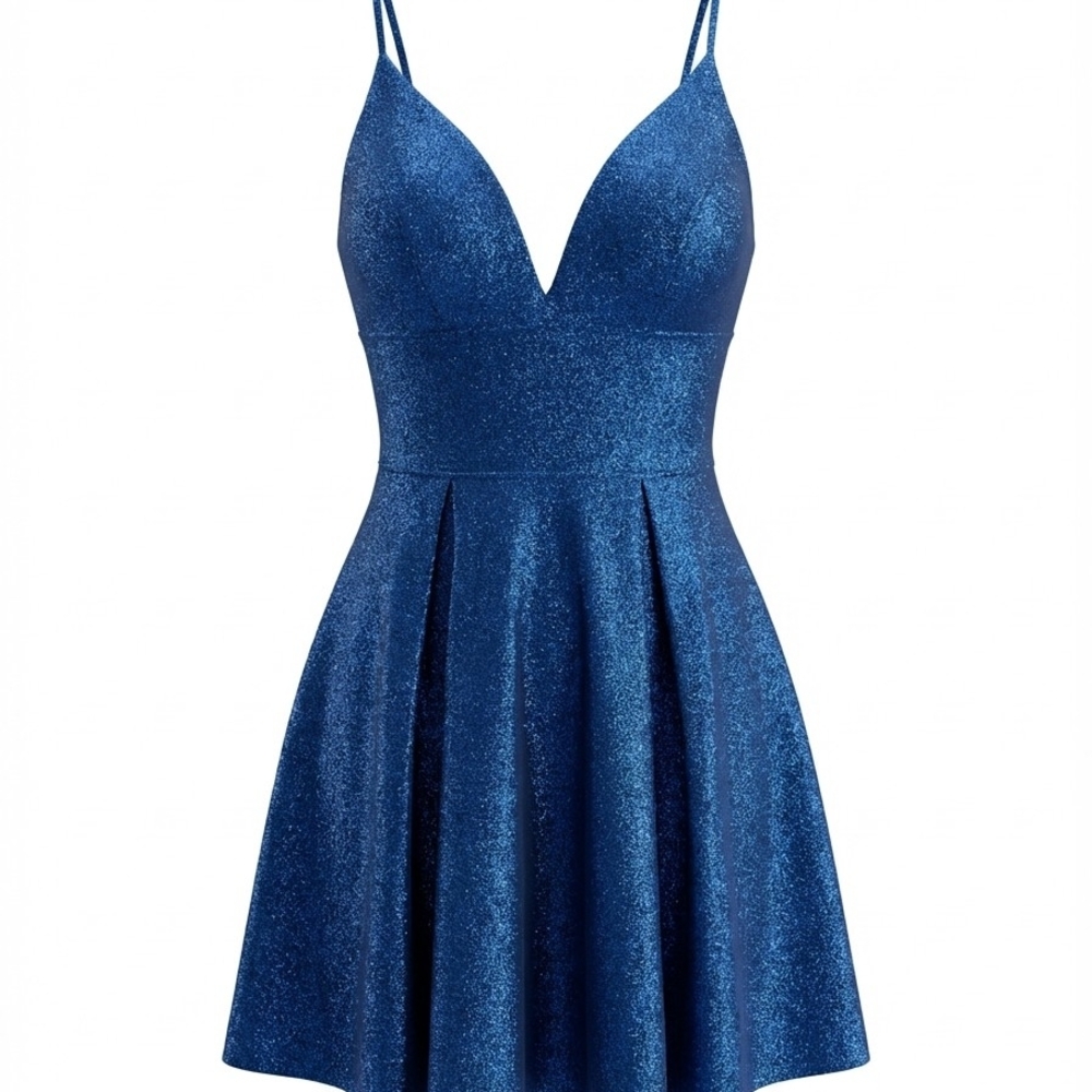 Elegant Sapphire Blue Mini Dress
